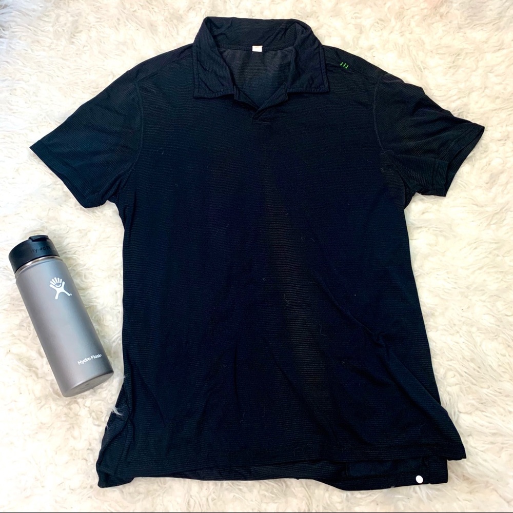 SOLD❗️LULULEMON Mens Black Polo Workout Shirt - Picture 1 of 8